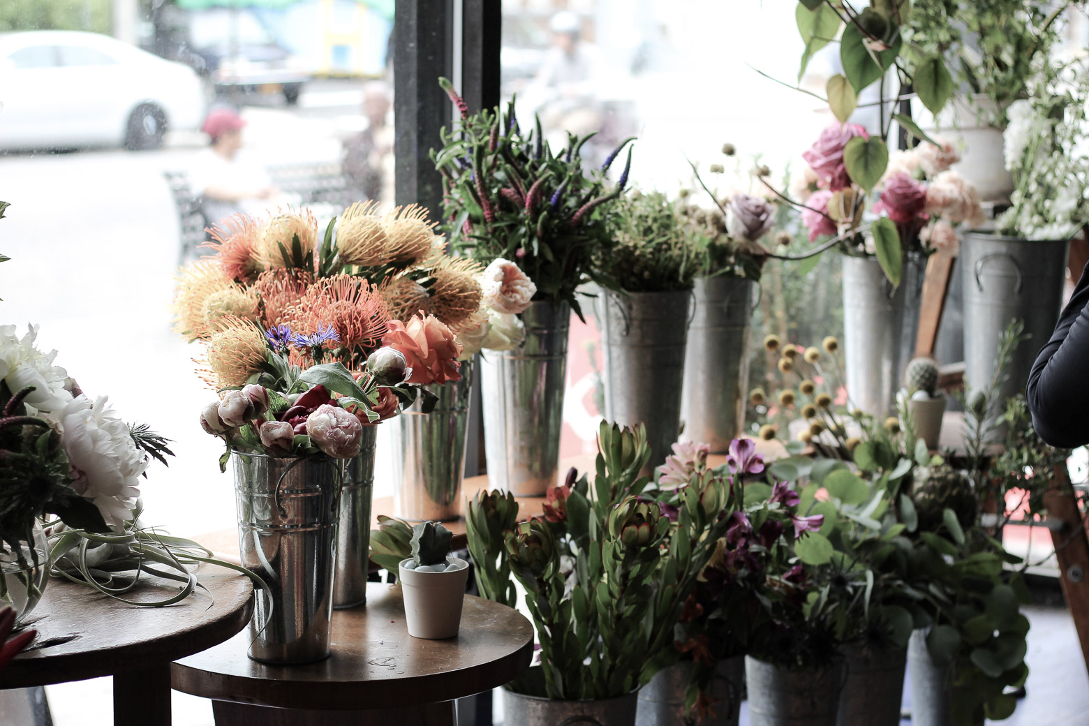 Flowers in the window of sycamore flowershop