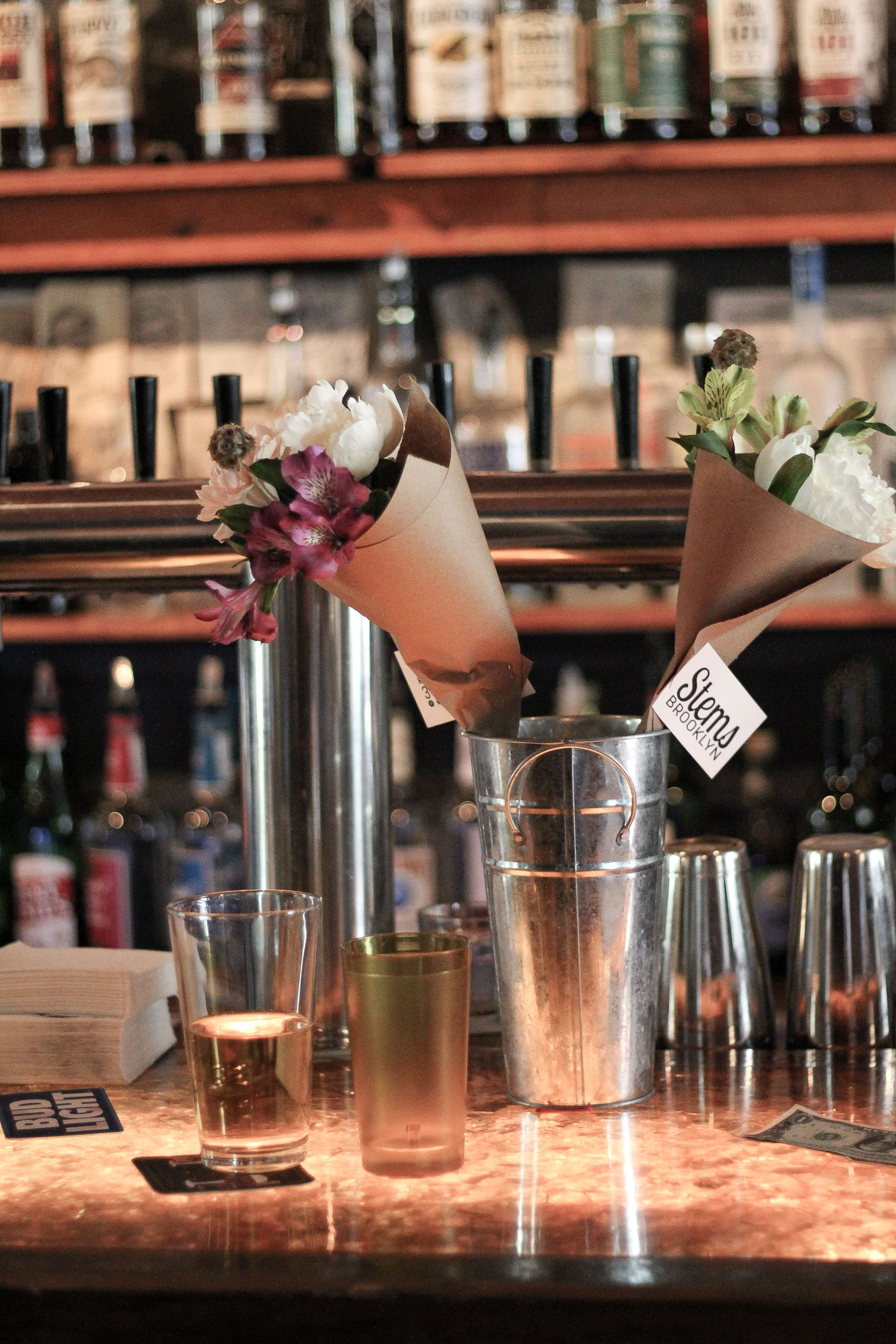 flower bouquet at a bar 